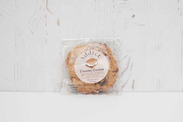 s'mores cookie Addict S'mores Cookie with chocolate chunks and gooey marshmallow
