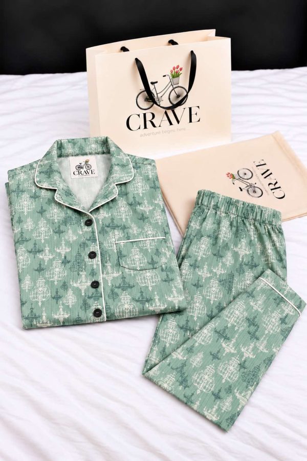 100% Cotton Pyjamas Sage Chandelier